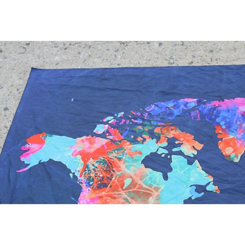 World Map Tapestry Wall Hanging Blue Tyedye Tapestry Home Décor Colorful 56x76